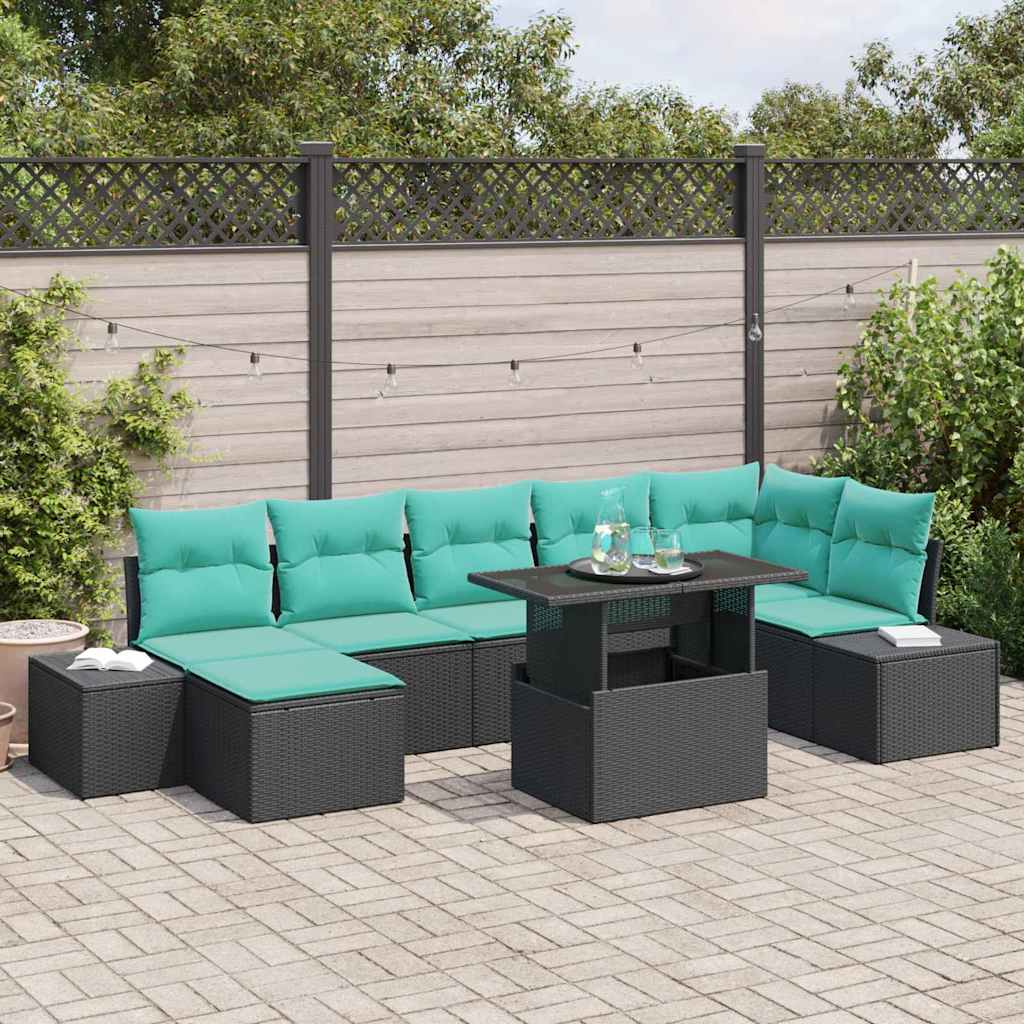 Tuin Sofa Set 8 st Zwart poly rattan is nu te koop bij PeponiXL, paradijselijk wonen!