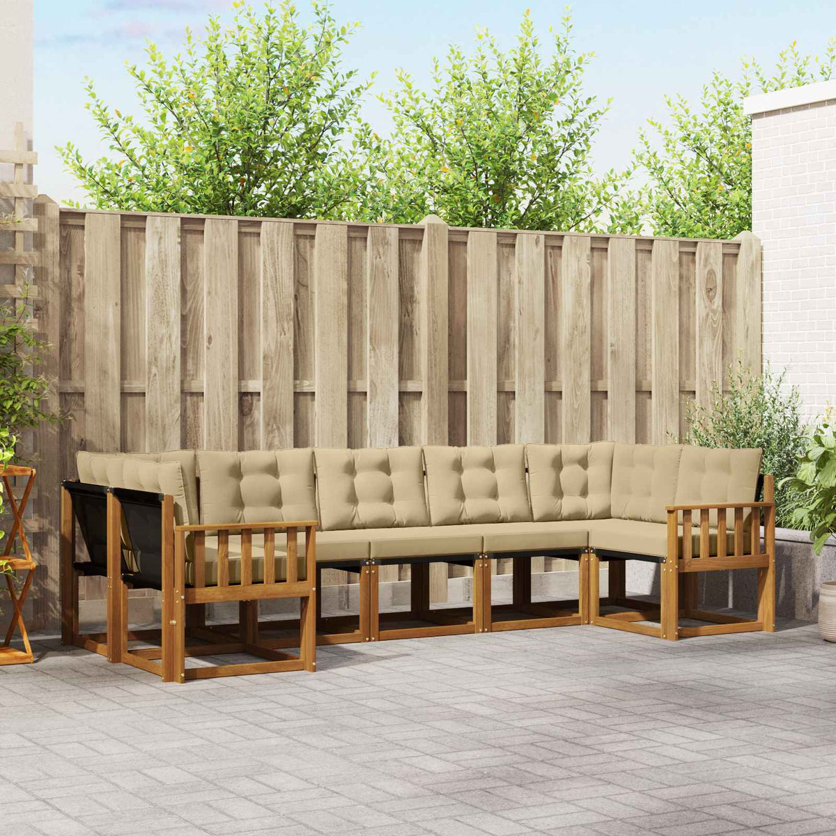 Buiten bankenset met kussen 7 pcs Natuurlijk en Beige is nu te koop bij PeponiXL, paradijselijk wonen!