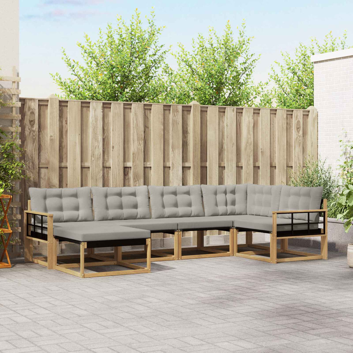 Buiten bankenset 6 pcs Wit en Lichtgrijs 327 x 168,5 x 73 cm is nu te koop bij PeponiXL, paradijselijk wonen!