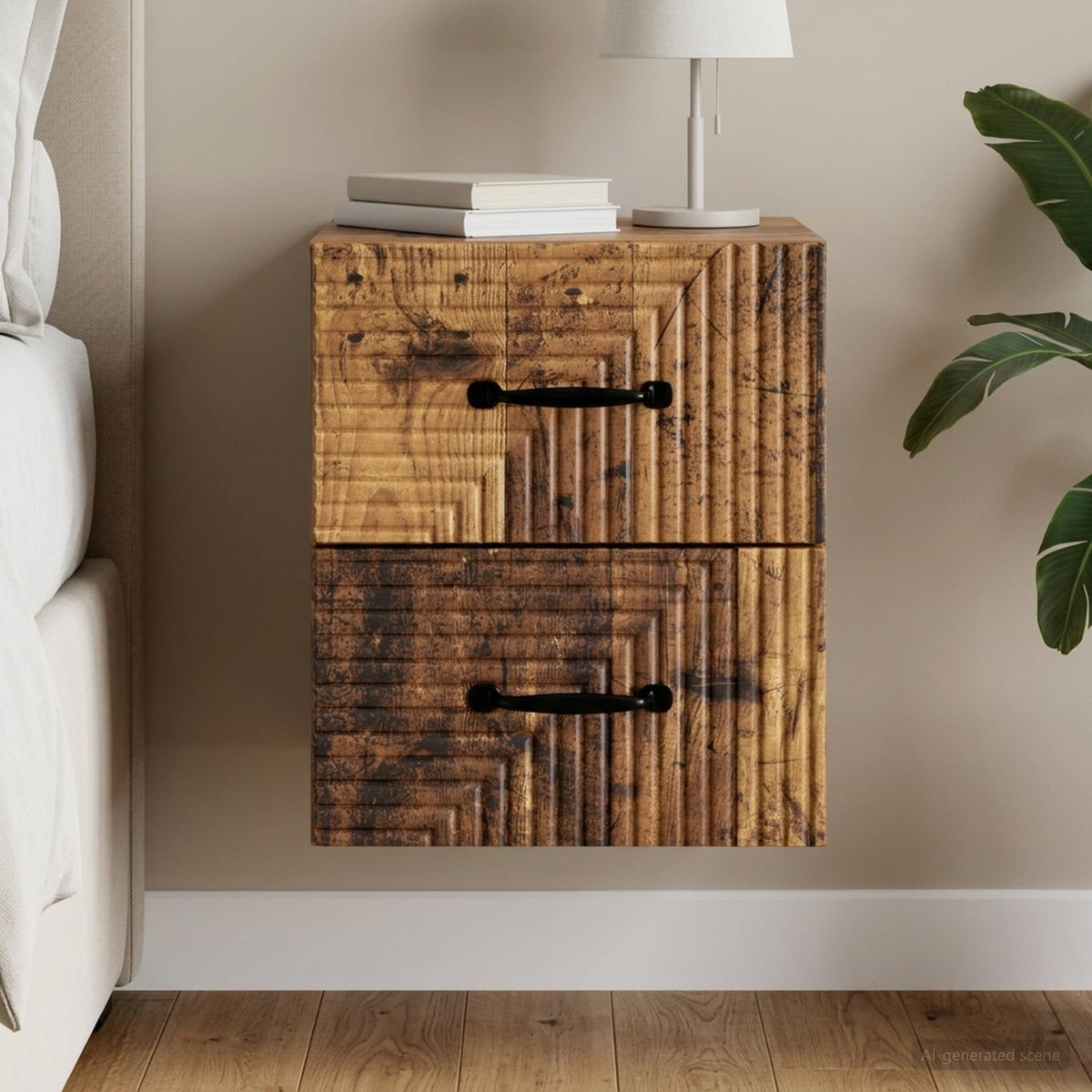 Wandbeugel Bedkast Oud hout 34,5 x 33 x 40 cm Bewerkt hout is nu te koop bij PeponiXL, paradijselijk wonen!