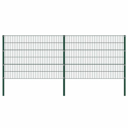 Schuttingpaneel met palen ijzer 349x120 cm groen is nu te koop bij PeponiXL, paradijselijk wonen!