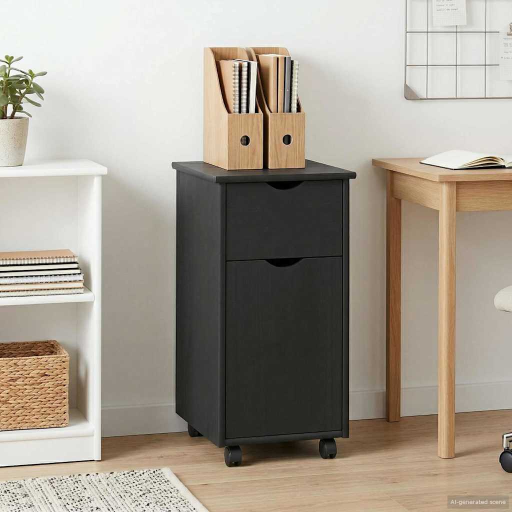 Rolling Kast met wiel Grijs 34 x 39 x 65,5 cm Massief Vurenhout is nu te koop bij PeponiXL, paradijselijk wonen!