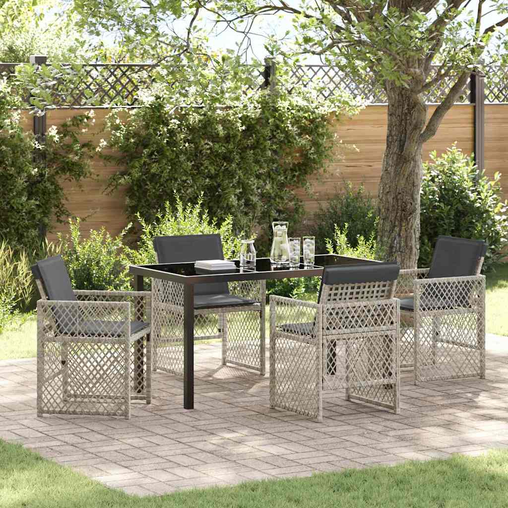 Tuin eettafelset 5 pcs Lichtgrijs poly rattan is nu te koop bij PeponiXL, paradijselijk wonen!
