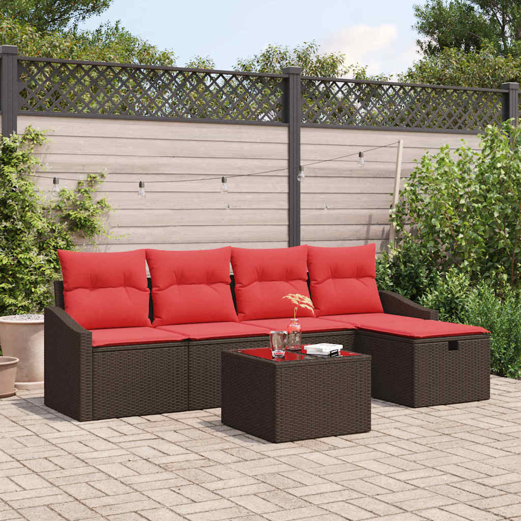 Bankstel met kussen met opslag Bruin poly rattan is nu te koop bij PeponiXL, paradijselijk wonen!