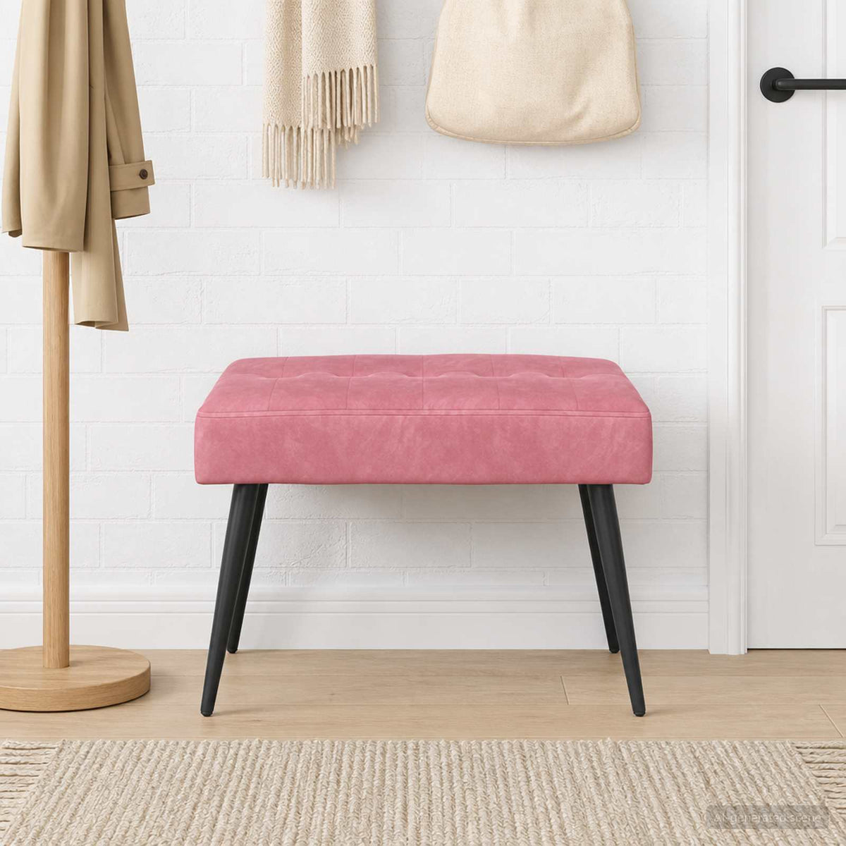 Bank met knoopverstelling Roze 60 x 40 x 45 cm fluweel is nu te koop bij PeponiXL, paradijselijk wonen!