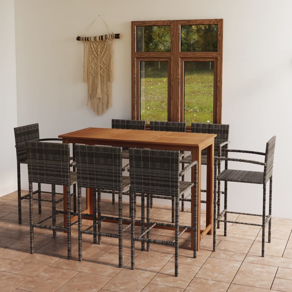 9-delige Tuinbarset grijs is nu te koop bij PeponiXL, paradijselijk wonen!