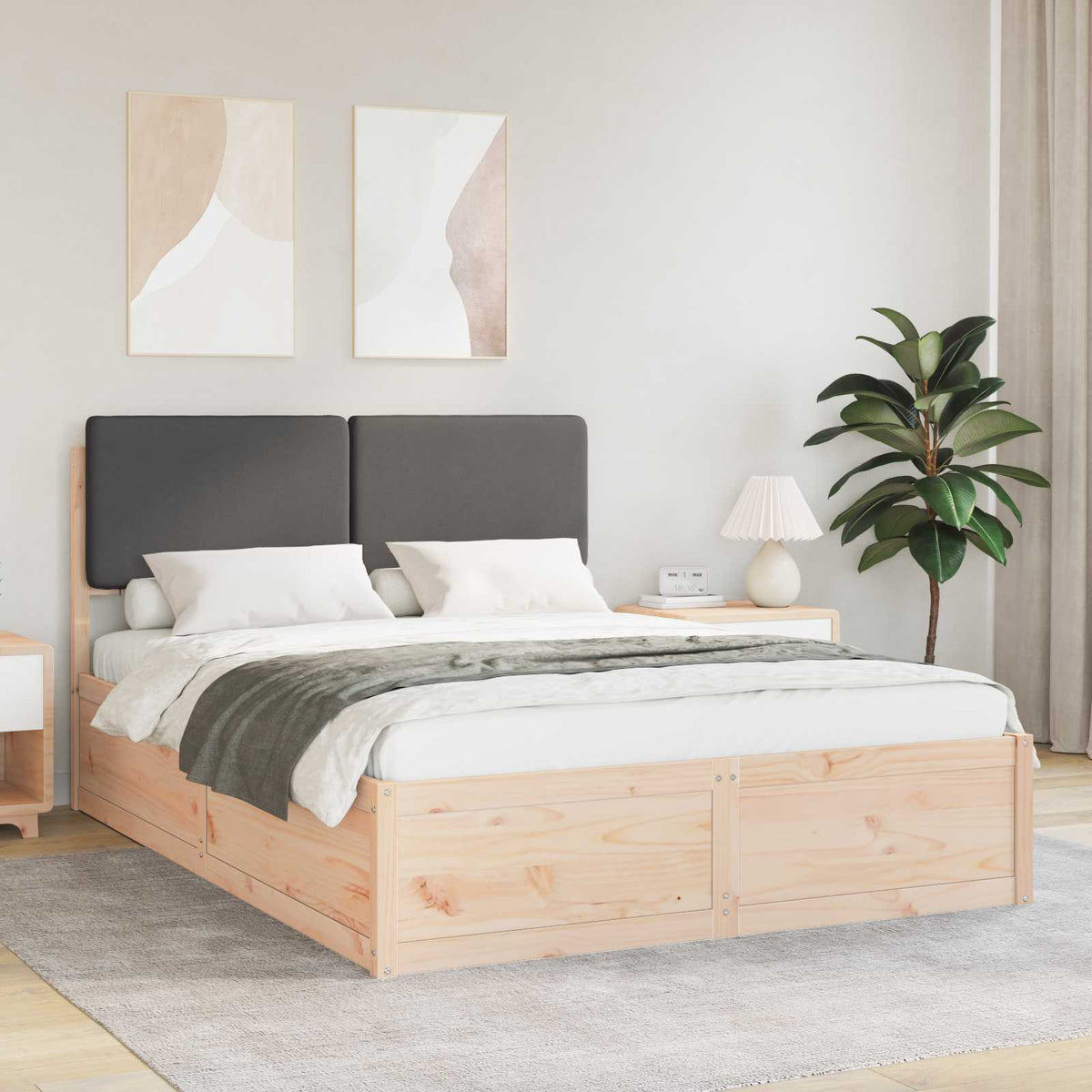 Bedframe met Gevoerd Hoofdgedeelte Donkergrijs 160 x 200 cm is nu te koop bij PeponiXL, paradijselijk wonen!