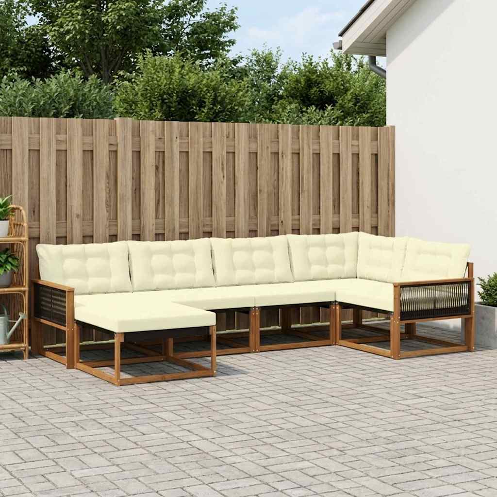 Buiten bankenset met kussen 6 pcs Natuurlijk en Crème is nu te koop bij PeponiXL, paradijselijk wonen!