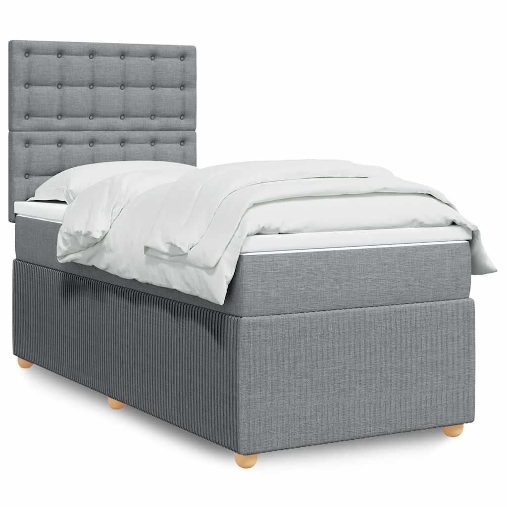 Boxspring met matras stof lichtgrijs 90x200 cm is nu te koop bij PeponiXL, paradijselijk wonen!