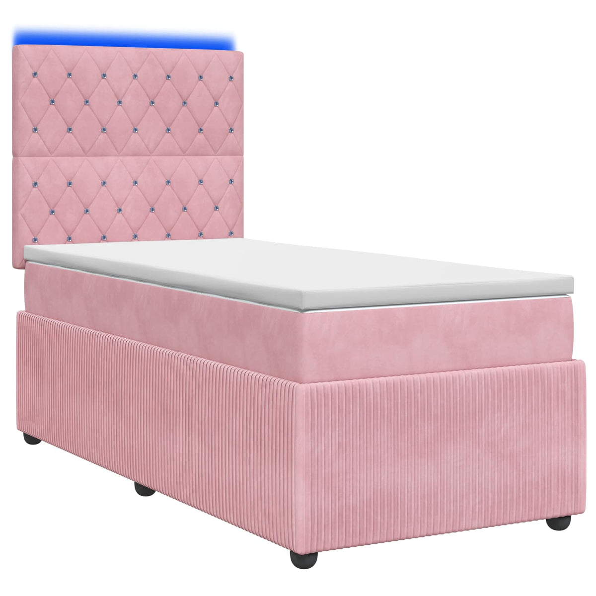 LED Boxspring Bed met Matras Roze 90 x 200 cm Fluweel is nu te koop bij PeponiXL, paradijselijk wonen!