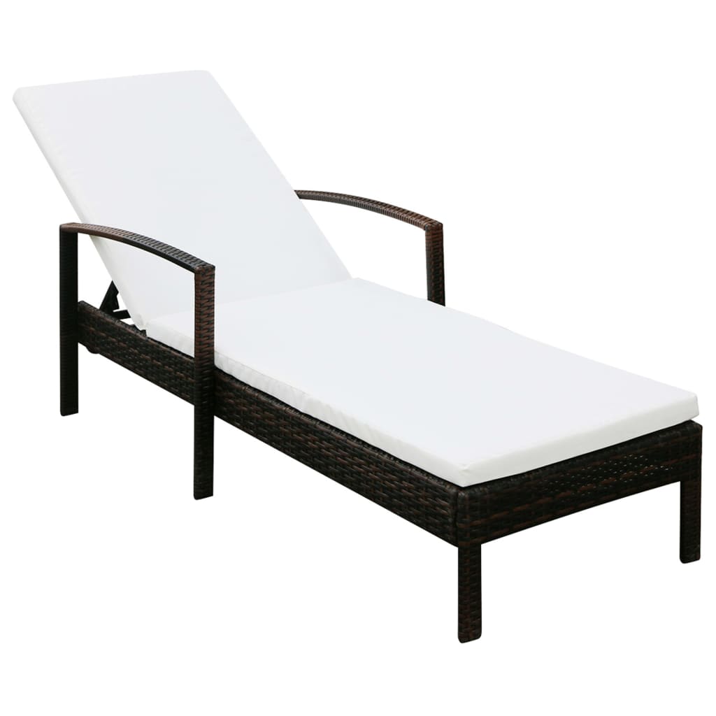 Ligbed met kussen poly rattan bruin is nu te koop bij PeponiXL, paradijselijk wonen!
