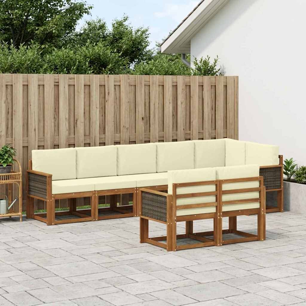 Buiten bankenset met kussen 8 pcs Natuurlijk en Crème Polyester is nu te koop bij PeponiXL, paradijselijk wonen!