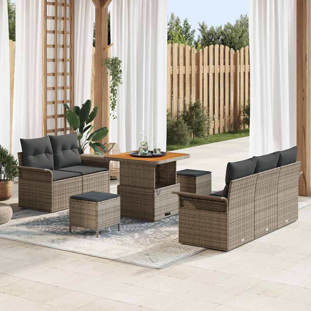 Tuin Sofa Set met kussen met opslag 8 pcs Grijs is nu te koop bij PeponiXL, paradijselijk wonen!