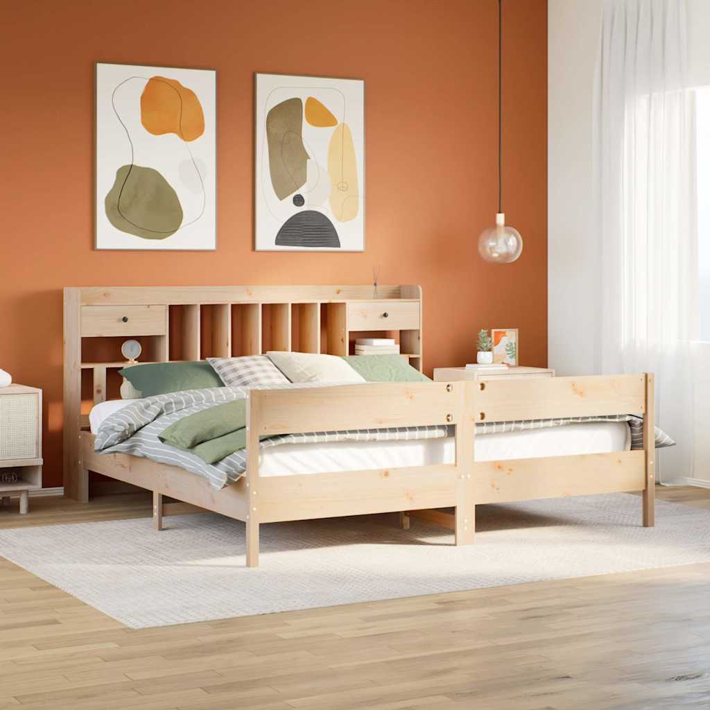 Bed met boekenkast zonder matras massief grenenhout 180x200 cm is nu te koop bij PeponiXL, paradijselijk wonen!