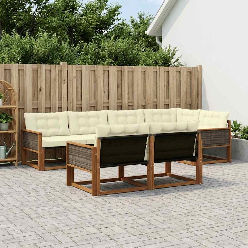 Buiten bankenset met kussen 7 pcs Natuurlijk en Crème is nu te koop bij PeponiXL, paradijselijk wonen!