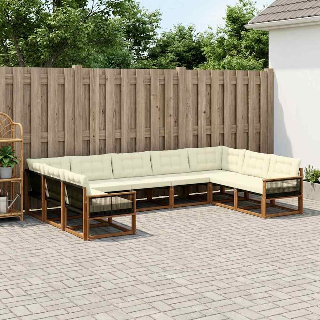 Buiten bankenset met kussen 9 pcs Natuurlijk en Crème is nu te koop bij PeponiXL, paradijselijk wonen!