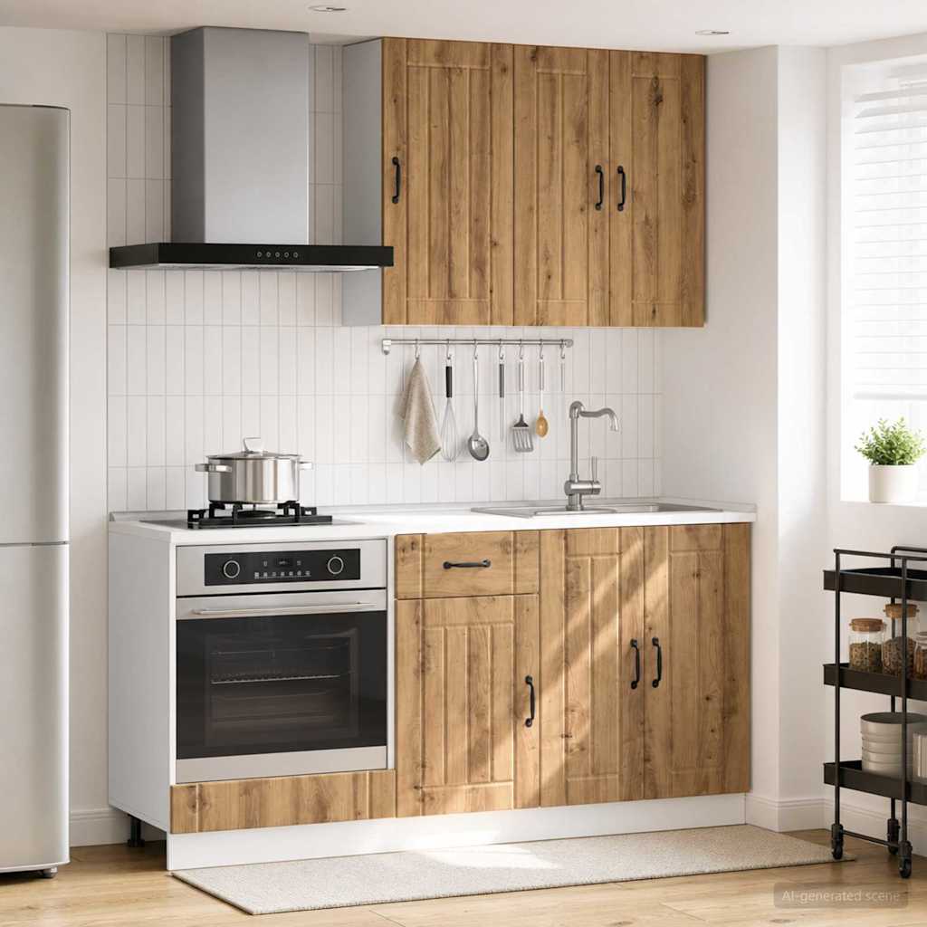 Keukenblok LUCCA 5 pcs Artisanaal eiken Bewerkt hout is nu te koop bij PeponiXL, paradijselijk wonen!