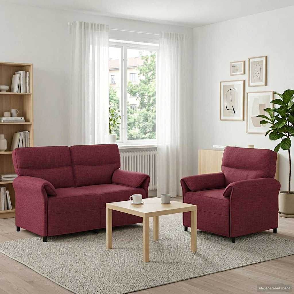 Bankstel 2 st Wijnrood Stof is nu te koop bij PeponiXL, paradijselijk wonen!