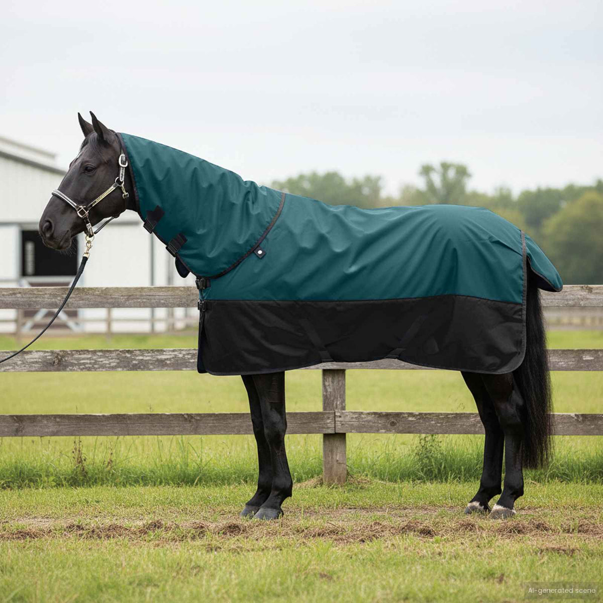 Paardendeken Donkergroen en Zwart 155 cm Polyester is nu te koop bij PeponiXL, paradijselijk wonen!