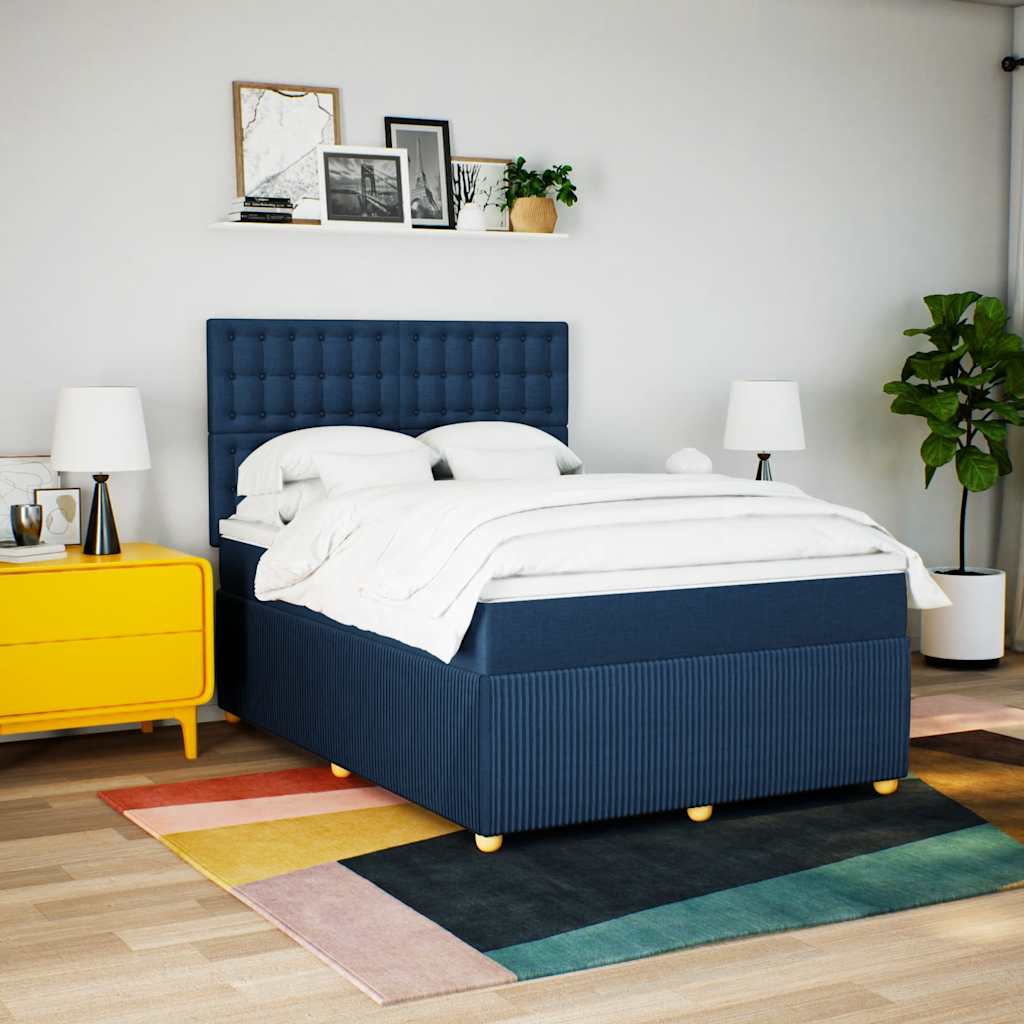 Boxspring met matras stof blauw 160x200 cm is nu te koop bij PeponiXL, paradijselijk wonen!