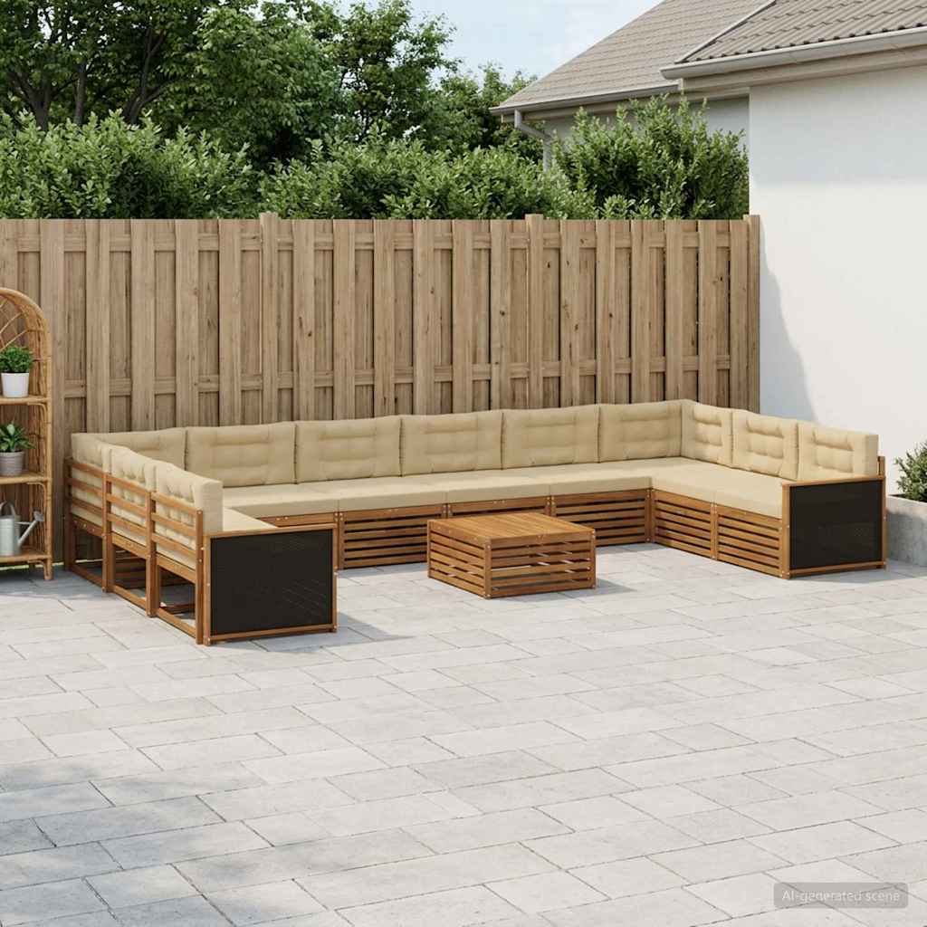 Sofa-Sets met kussen 11 pcs Massief Acaciahout is nu te koop bij PeponiXL, paradijselijk wonen!