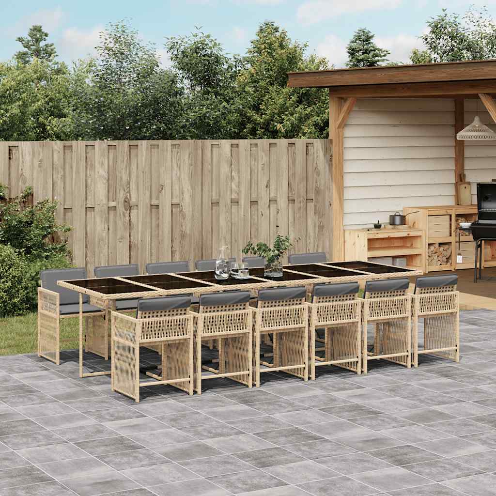 13-delige Tuinset met kussens poly rattan gemengd beige is nu te koop bij PeponiXL, paradijselijk wonen!
