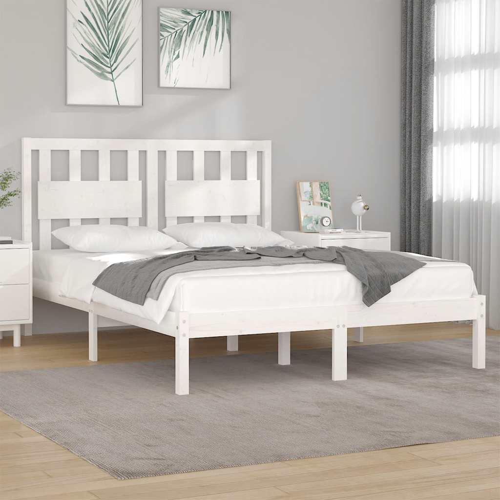 Bedframe massief grenenhout wit 140x200 cm is nu te koop bij PeponiXL, paradijselijk wonen!