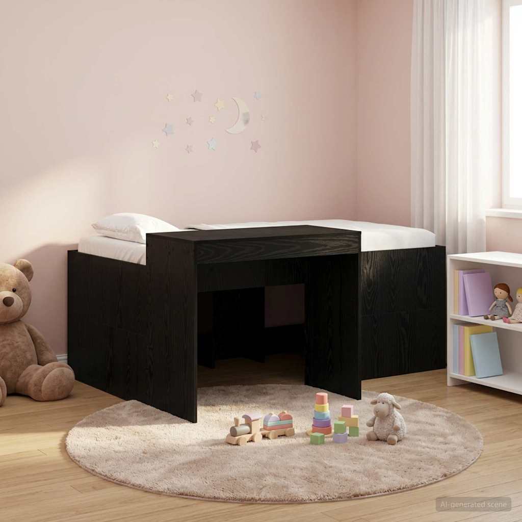 Hoge Bed Frame met Bureau voor Kinderen Zwart 80 x 160 cm is nu te koop bij PeponiXL, paradijselijk wonen!
