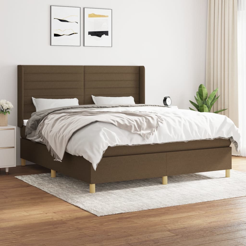 Boxspring met matras stof donkerbruin 160x200 cm is nu te koop bij PeponiXL, paradijselijk wonen!