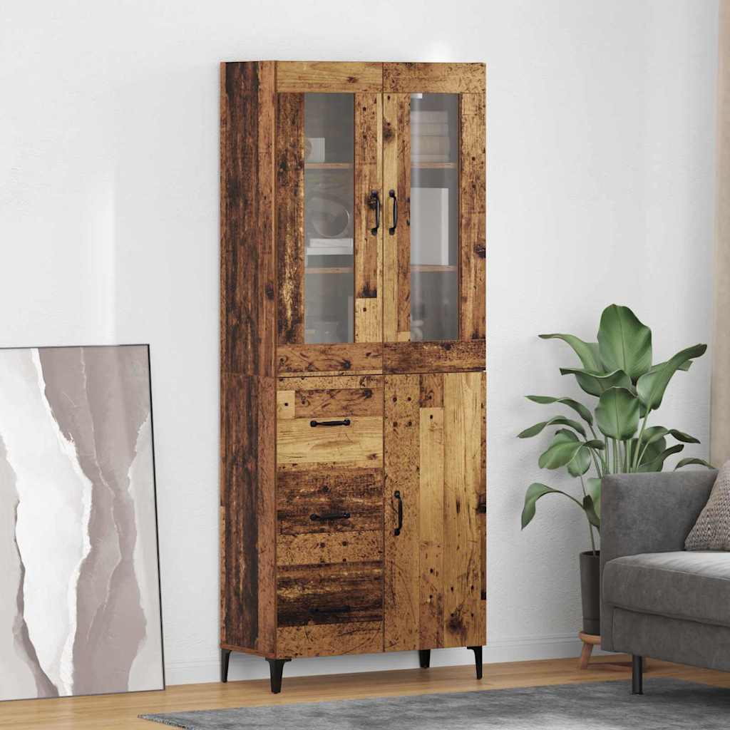 Highboard met lade Oud Hout 69,5 x 34 x 180 cm Bewerkt hout is nu te koop bij PeponiXL, paradijselijk wonen!