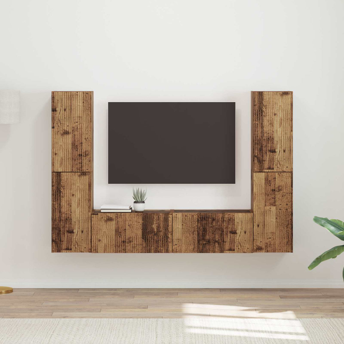 Tv-meubelset 6 pcs Oud Hout Bewerkt hout is nu te koop bij PeponiXL, paradijselijk wonen!