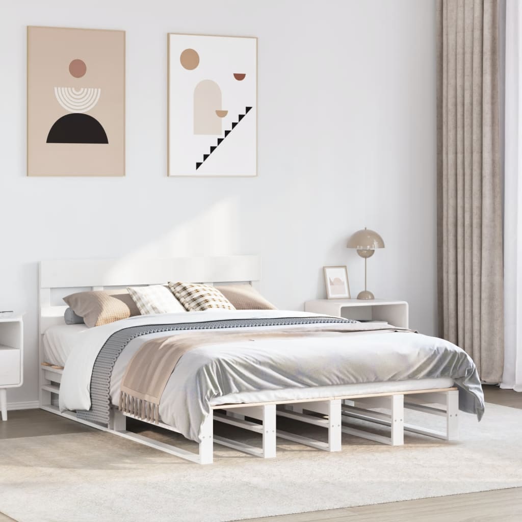 Bedframe zonder matras massief grenenhout wit 160x200 cm is nu te koop bij PeponiXL, paradijselijk wonen!