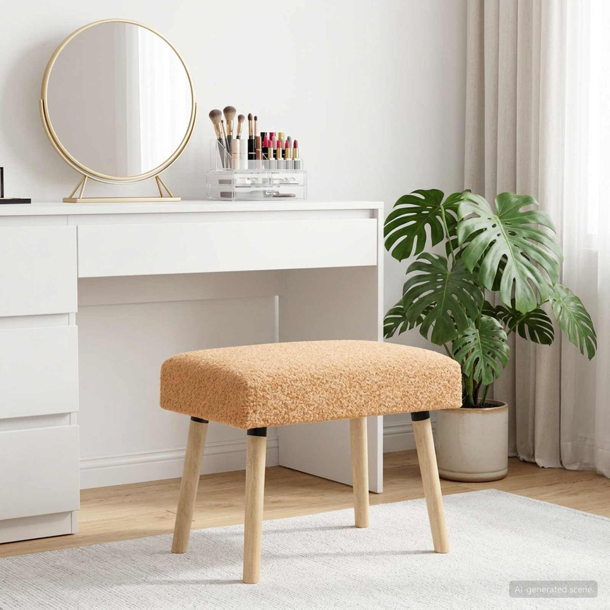 Bank Effen Beige 60 x 40 x 45 cm Bouclé is nu te koop bij PeponiXL, paradijselijk wonen!