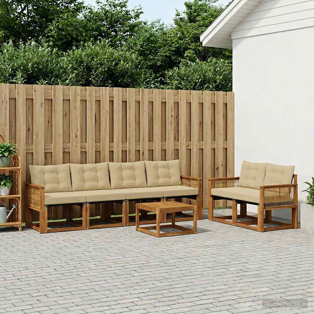 Buiten bankenset met kussen 7 pcs Natuurlijk en Beige is nu te koop bij PeponiXL, paradijselijk wonen!