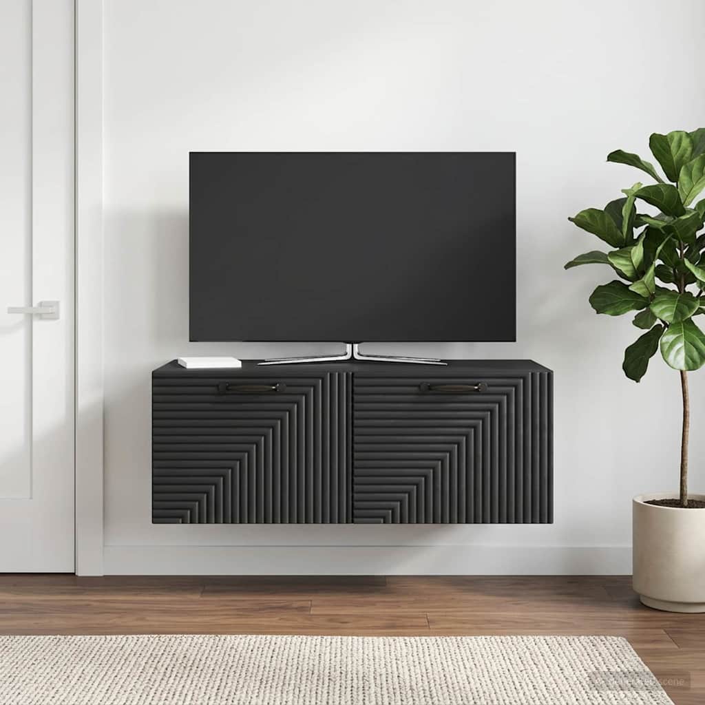 Wandbeugel TV-kast Zwart 78,5 x 41 x 30 cm Bewerkt hout is nu te koop bij PeponiXL, paradijselijk wonen!