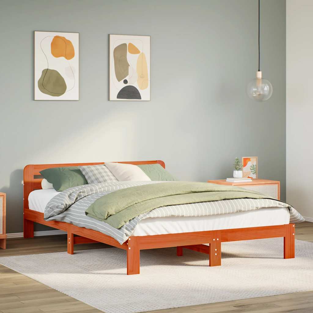 Bedframe zonder matras massief grenenhout wasbruin 150x200 cm is nu te koop bij PeponiXL, paradijselijk wonen!