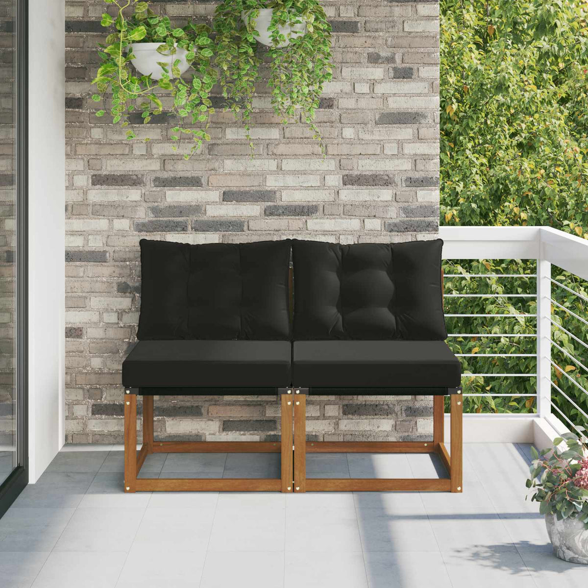 2 Stuk Buitenzitmiddelsofa Massief acaciahout en Textilene Stof is nu te koop bij PeponiXL, paradijselijk wonen!