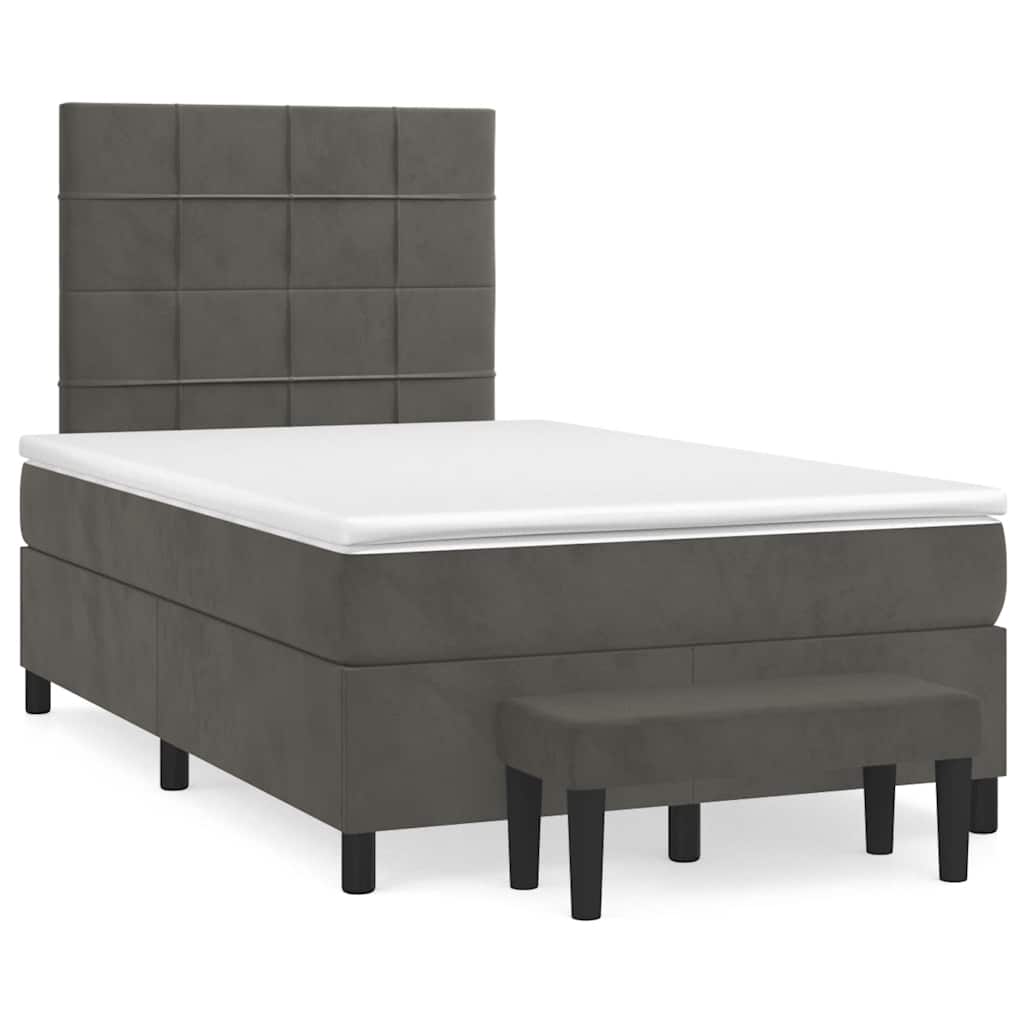 Boxspring met matras fluweel donkergrijs 120x190 cm is nu te koop bij PeponiXL, paradijselijk wonen!