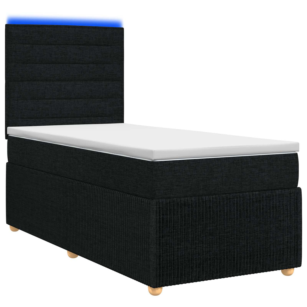 LED Boxspring Bed met Matras Zwart 80 x 200 cm Stof is nu te koop bij PeponiXL, paradijselijk wonen!