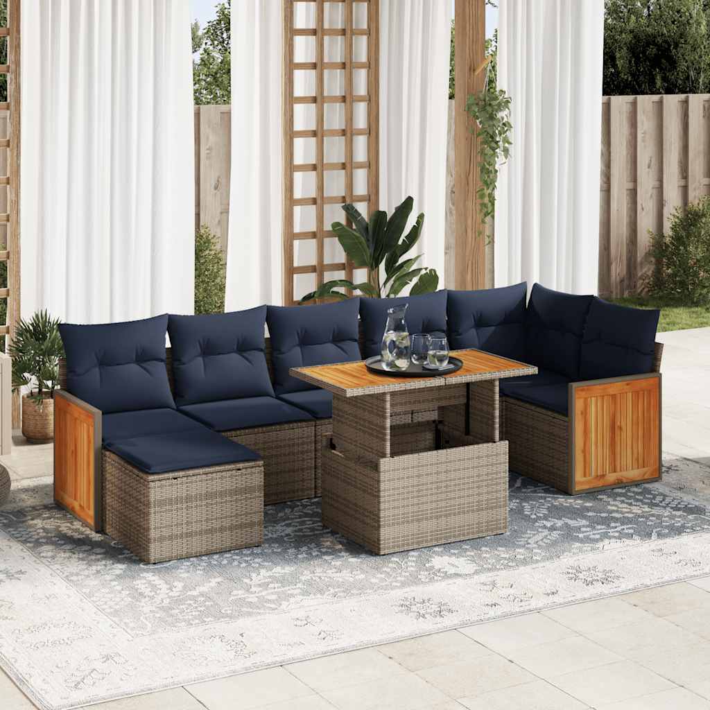 8-delige Loungeset met kussens poly rattan acacia bruin is nu te koop bij PeponiXL, paradijselijk wonen!