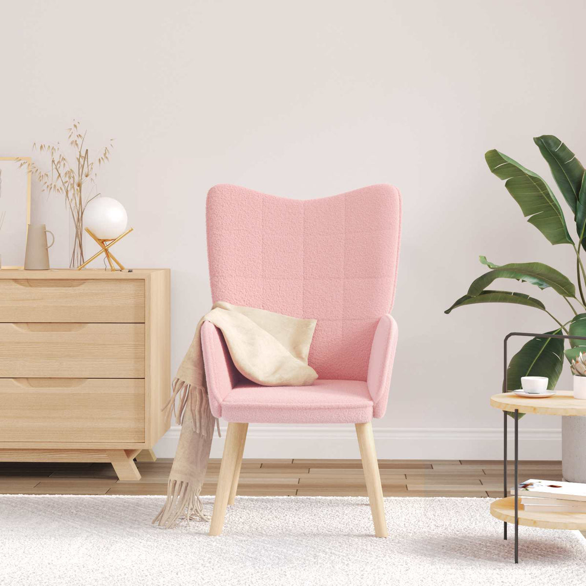 Fauteuil Roze 62 x 67 x 95,5 cm Sherpa Stof is nu te koop bij PeponiXL, paradijselijk wonen!
