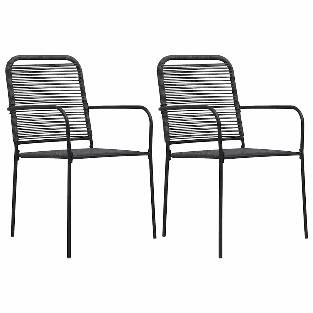 Tuinstoelen 2 st katoenen touw en staal zwart is nu te koop bij PeponiXL, paradijselijk wonen!