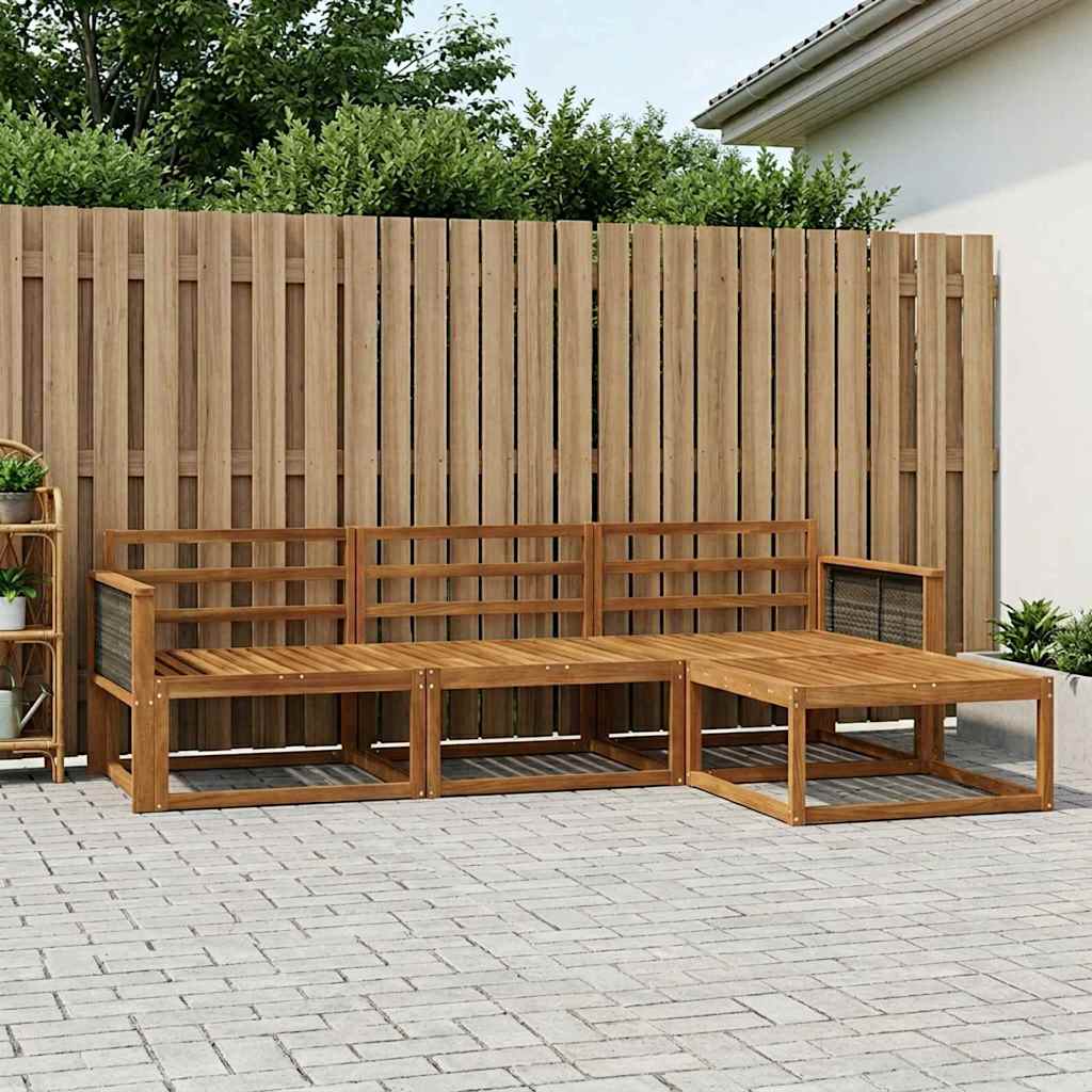 Buiten bankenset 4 pcs Naturel Massief Acaciahout is nu te koop bij PeponiXL, paradijselijk wonen!