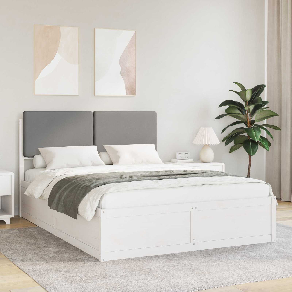 Bedframe met Gevoerd Hoofdgedeelte Lichtgrijs 140 x 200 cm is nu te koop bij PeponiXL, paradijselijk wonen!