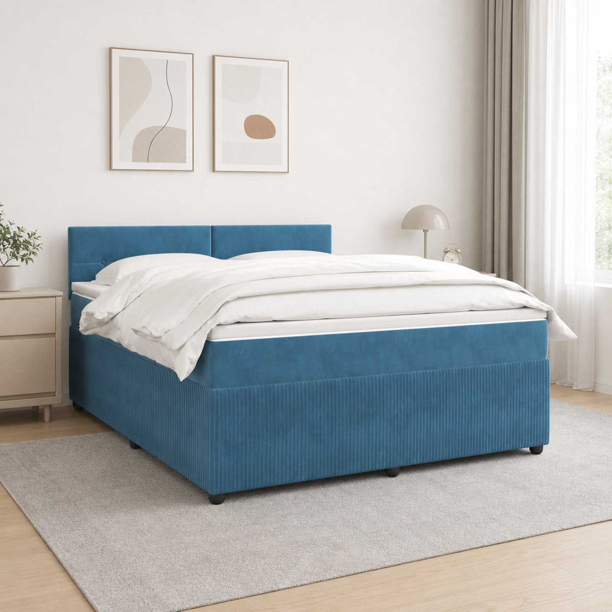 Boxspringbed met matras Blauw 140 x 200 cm Fluweel is nu te koop bij PeponiXL, paradijselijk wonen!