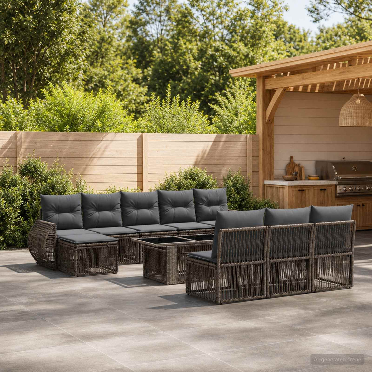 Tuinbankenset 11 st Grijs en Donkergrijs poly rattan is nu te koop bij PeponiXL, paradijselijk wonen!