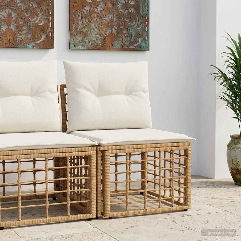 Modulaire Outdoor Armloze Sofa Eenheid Naturel poly rattan is nu te koop bij PeponiXL, paradijselijk wonen!