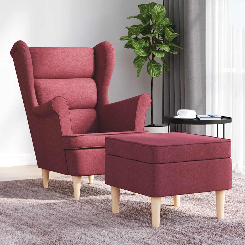 Fauteuil met voetenbankje stof wijnrood is nu te koop bij PeponiXL, paradijselijk wonen!