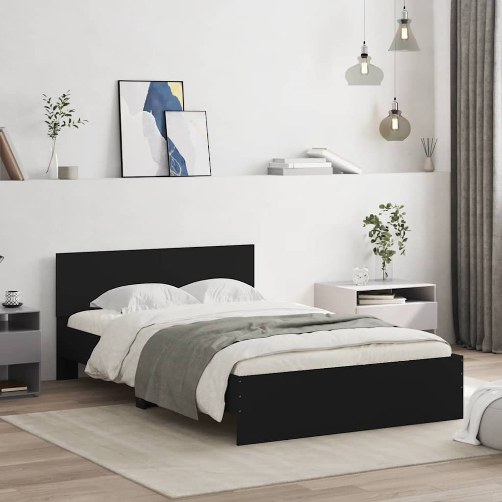 Bedframe met hoofdeinde zwart 120x200 cm is nu te koop bij PeponiXL, paradijselijk wonen!