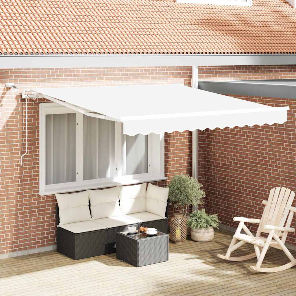 Inklapbaar Zonnescherm Wit 350 x 250 cm Polyester en Metaal is nu te koop bij PeponiXL, paradijselijk wonen!